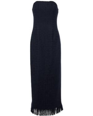Oscar de la Renta Tweed Wool And Mohair-Blend Bustier Dress - Blue