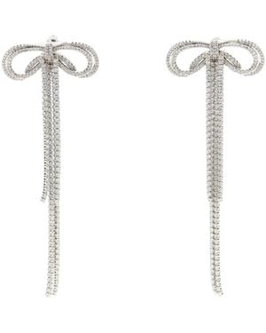 Self-Portrait Double Crystal Bow Earrings - White