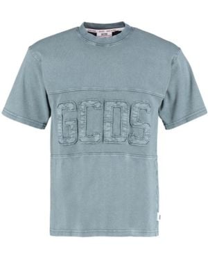 Gcds Appliqué-Logo Crewneck T-Shirt - Blue