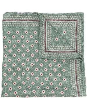 Brunello Cucinelli Geometric-Print Pocket-Square - Green