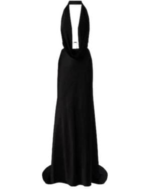 Alex Perry Halterneck Open-Back Satin Crêpe Gown - Black