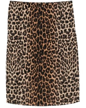 Saint Laurent Animla Printed Midi Skirt - Black