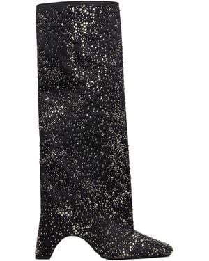 Coperni Crystal-Embellished Bridge Tall Boots - Black