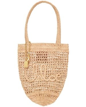 Chloé Raffia Small Summer Banana Shopping Bag - White