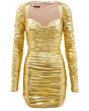 Alex Perry Paxton Metallic Ruched Minidress - Yellow