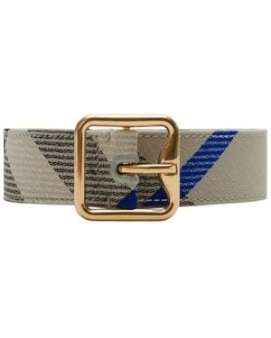 Burberry Tartan-Patterned Leather Belt - White