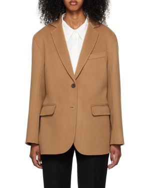 Anine Bing Quinn Single Breasted Oversized Blazer - Natural