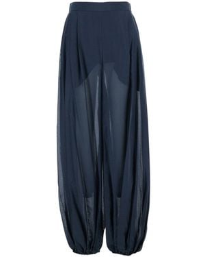 Semicouture Elastic Waist Casual Trousers - Blue