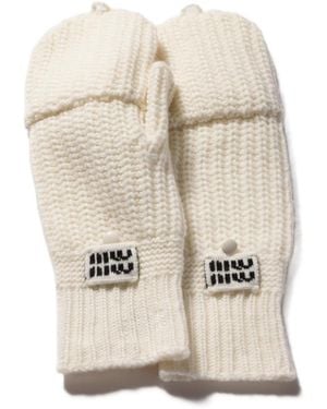 Miu Miu Wool And Cashmere Fingerless Gloves - White