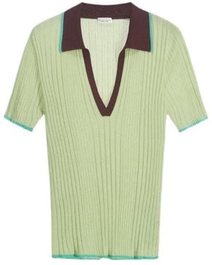 Roberto Collina Contrast-Stitch Ribbed Polo - Green