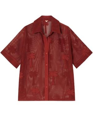 Johanna Ortiz Cotton-Blend Mesh Shirt - Red