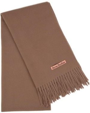 Acne Studios Logo Patch Fringed Scarf - Brown