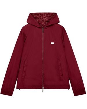 Emporio Armani Hooded Blouson Jacket With A Zip And An All-Over Print - Red