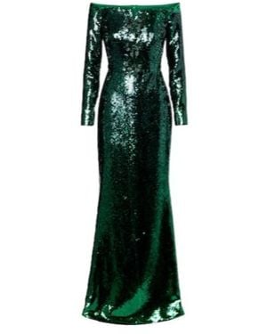 Elie Saab Sequined Off-Shoulder Gown - Green