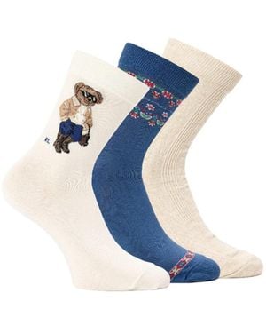 Polo Ralph Lauren Three-Pack Mid-Calf Socks - Blue