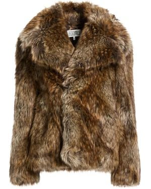 MM6 by Maison Margiela Solid-Colored Teddy Coat - Brown