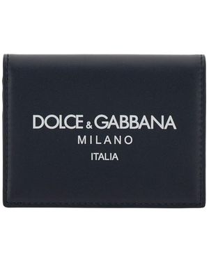Dolce & Gabbana Logo Printed Foldover Top Wallet - Blue