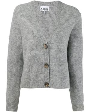 Ganni Relaxed Wool Cardigan - Gray