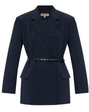 MICHAEL Michael Kors Double-Breasted Crepe Blazer - Blue