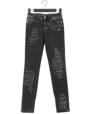 Just Cavalli Five-Pocket Used Denim Trousers - Grey