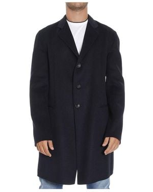 Armani Collezioni Long-Sleeved Lapel Coat - Blue