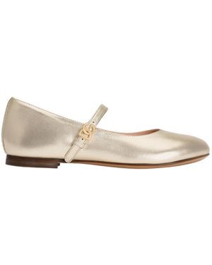 Dolce & Gabbana Laminated Nappa Leather Ballet Flats - Natural