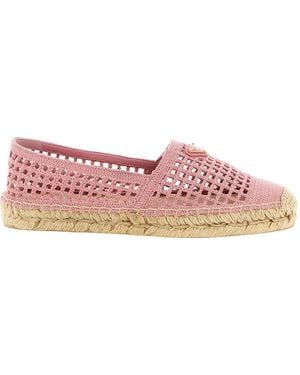 Prada Crochet Knitted Espadrilles - Pink