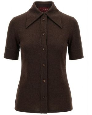 Gucci Shirt With Polo Style Pointed Collar - Brown