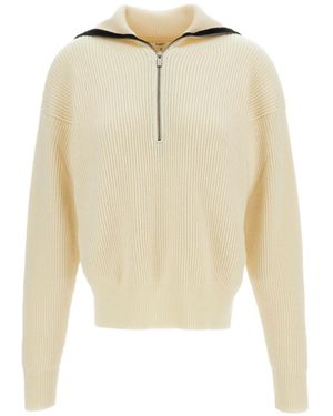 Barena Half Zip Rib Knit Jumper - White