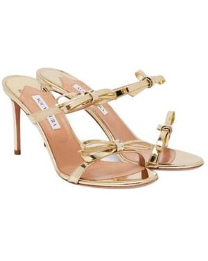 Aquazzura Mirrored Faux Leather Mules - White