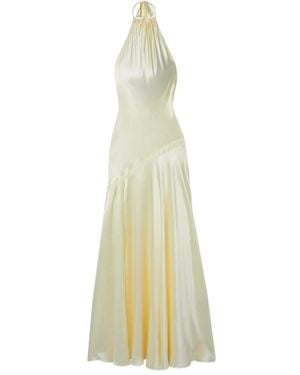 LoveShackFancy Braylon Lace-Trimmed Silk-Satin Halterneck Gown - White