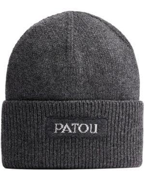 Patou Logo Label Knit Beanie - Grey