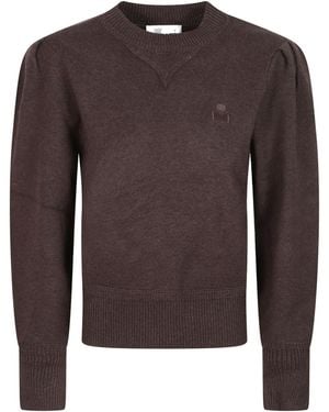 Isabel Marant Logo-Embroidered Crewneck Jumper - Brown