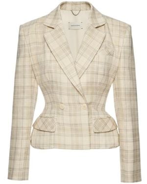 Magda Butrym Checked Double-Breasted Blazer - Natural