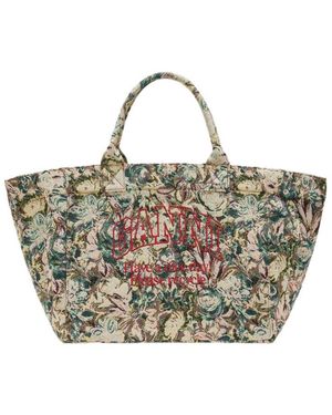 Ganni Xxl Reversible Tote Bag - Metallic