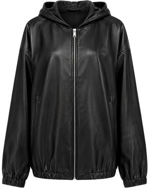 Arma Leather Jacket With A Zipper - Black