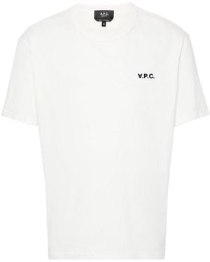 A.P.C. Flocked Logo Crewneck T-Shirt - White