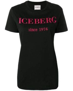 Iceberg Logo Printed T-Shirt - Black
