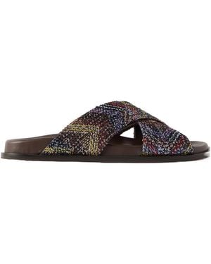 Missoni Sequin-Embellished Striped Woven Sandals - Brown
