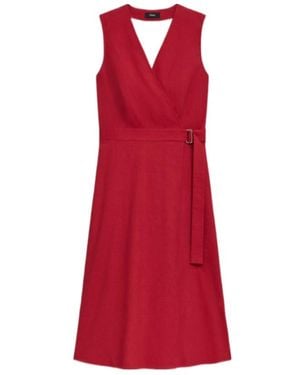 Theory Sleeveless A-Line Wrap Dress - Red