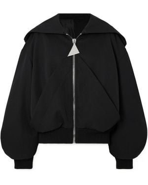 The Attico Hooded Oversized Wool-Twill Bomber Jacket - Black