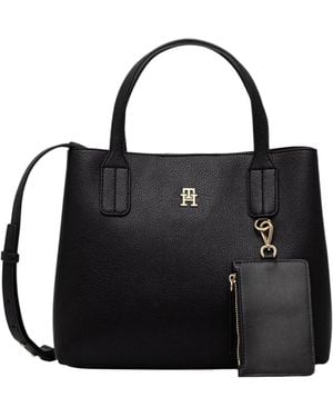Tommy Hilfiger Logo-Plaque Shoulder Bag - Black
