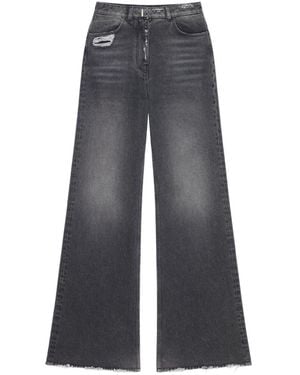 Givenchy Logo Plaque Wide Leg Jeans - Gray