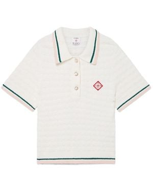 CASABLANCA Textured-Knit Polo Dress - White