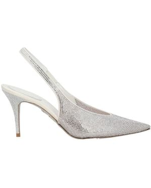 Rene Caovilla Crystal Slingback Heeled Court Shoes - White