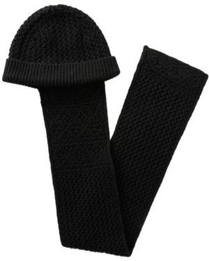 Loro Piana Knitted Hooded Cashmere Scarf - Black