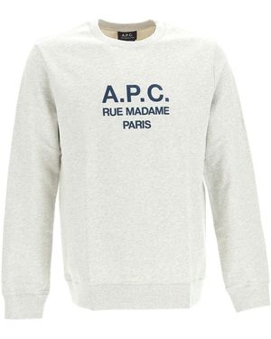 A.P.C. Logo Embroidered Crewneck Sweatshirt - White