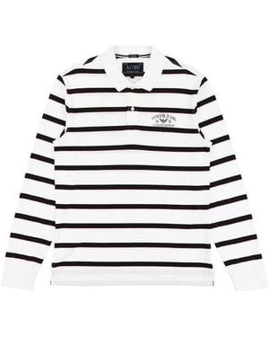 Armani Jeans Logo Striped Polo Shirt - White