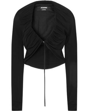 Jacquemus Long-Sleeve Cropped Top - Black