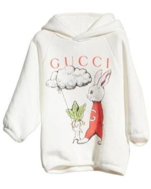 Gucci Logo-Print Rabbit-Print Hoodie - White